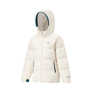 中国李宁童装23冬季新款女童连帽宽松防风透湿鸭绒羽绒服YYMT076