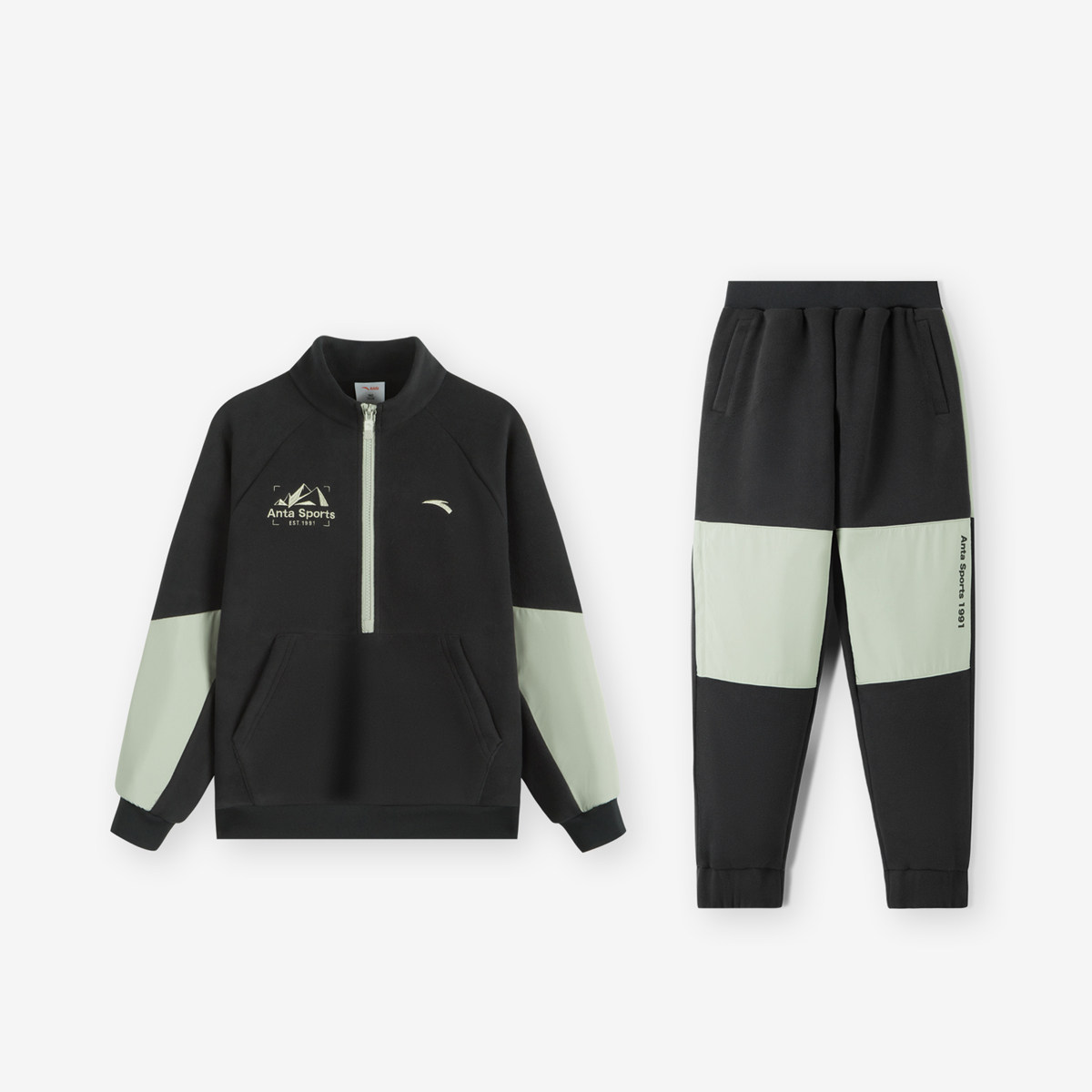 安踏两件春秋保暖套装摇粒绒男童