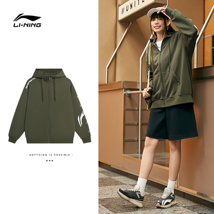 中国李宁2023冬季男女款加绒新款卫衣训练长袖连帽运动服AWDRD34