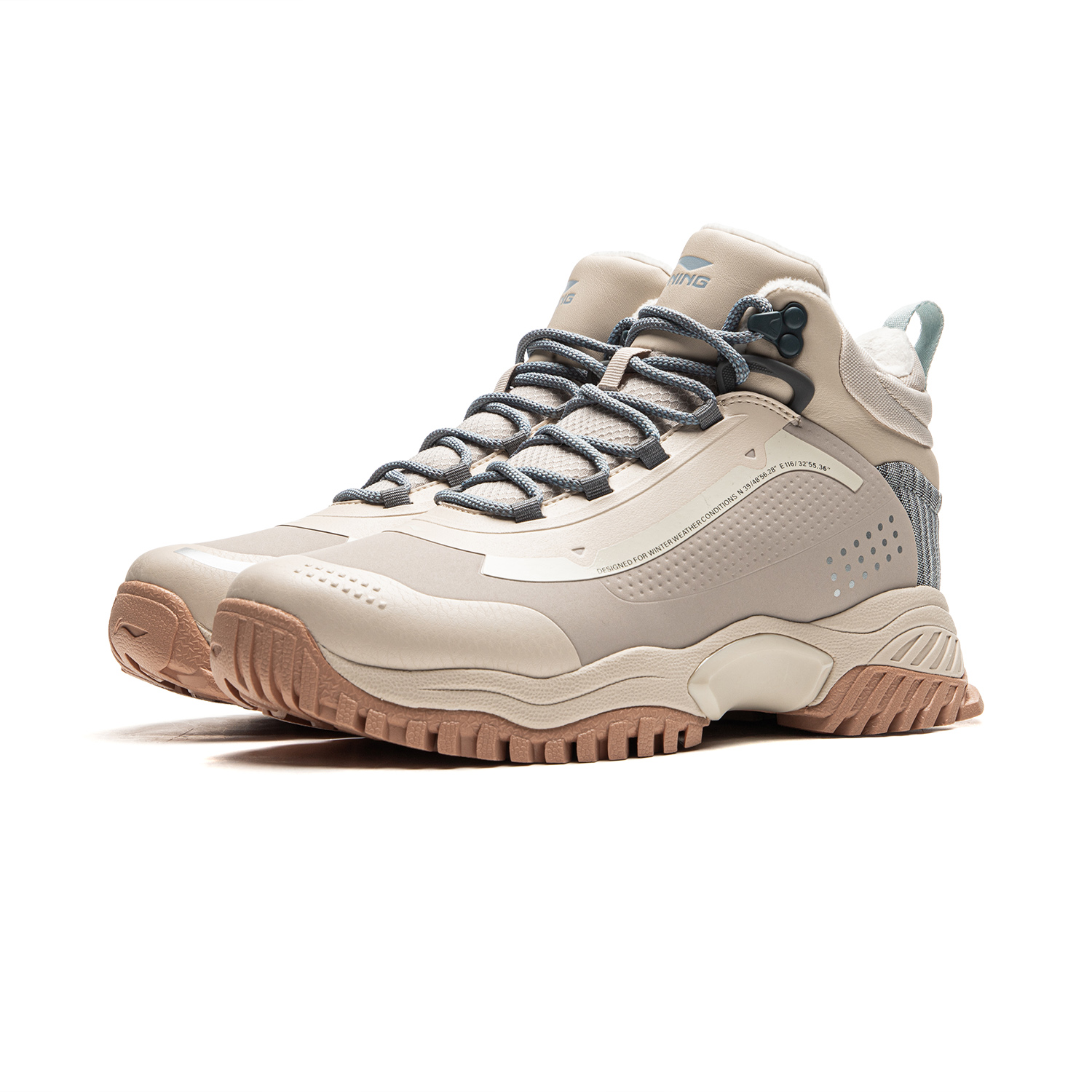 李宁系带防滑女子霸虎加绒休闲鞋