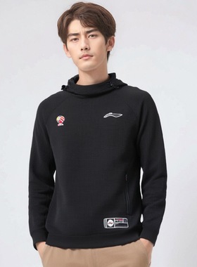 中国李宁2024男款CBA专业篮球系列男子保暖套头连帽卫衣AWDT865