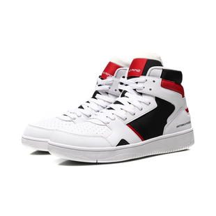 中国李宁男子休闲防滑运动鞋2024秋冬新款高帮经典小白鞋AGCN285