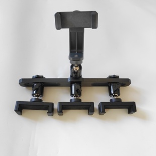 四机位手机直播配件落地支架多机位转接头三脚架双夹子固定横杆