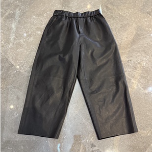 25秋冬新品 日本进口全植鞣带内衬松紧腰百搭9分皮裤