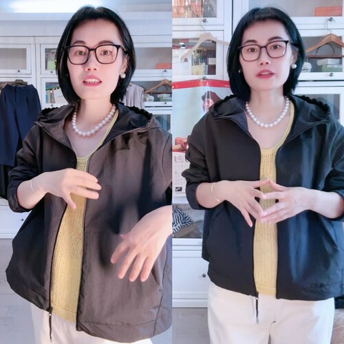 进口羊毛设计感轻防水休闲连帽皮肤衣外套