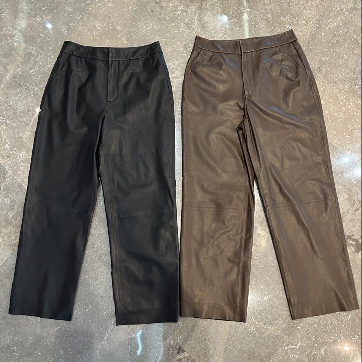 平和的优雅24版|A级羊皮极简通勤显瘦九分皮裤2024秋