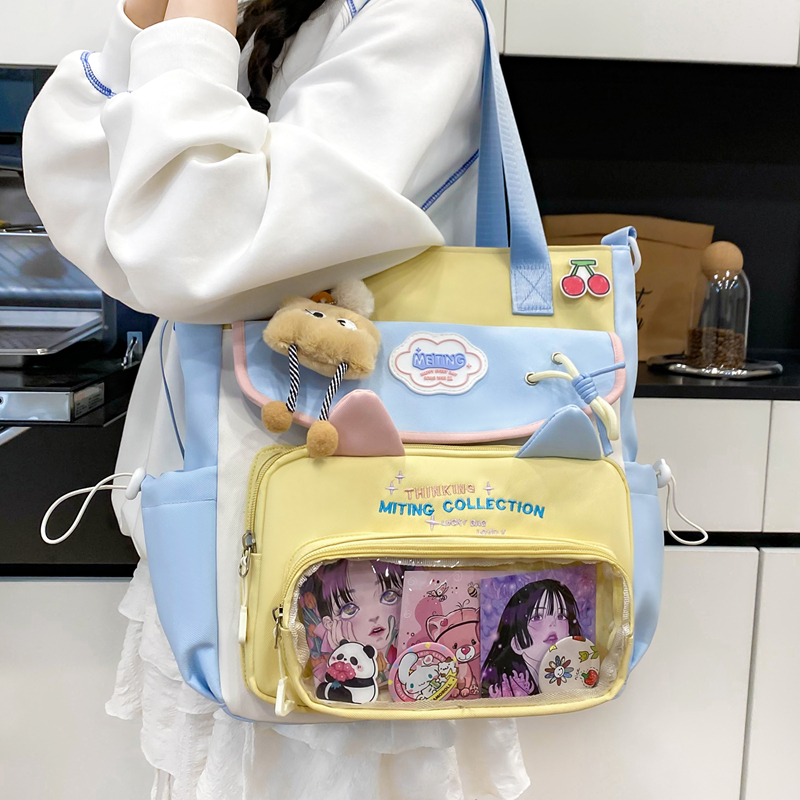 日系吧唧扎板痛包二次元谷子包大容量单肩斜挎包可爱学生装书包女