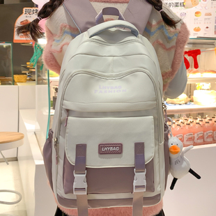 新款高颜值书包初中女生大容量撞色中学生双肩包高中生小学生背包