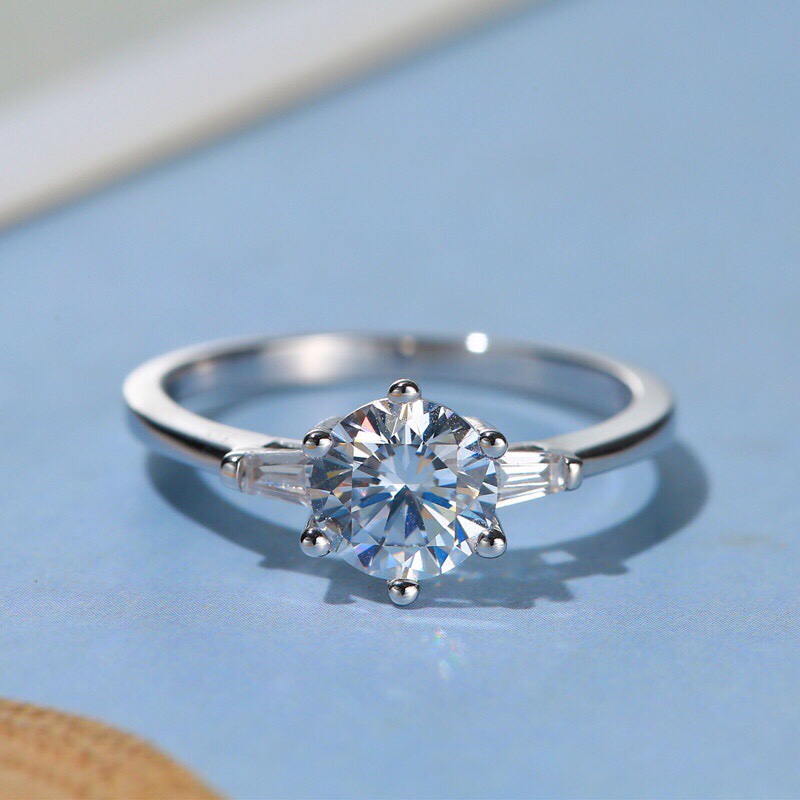 戒指唐艺昕三生石镀白金求婚钻戒