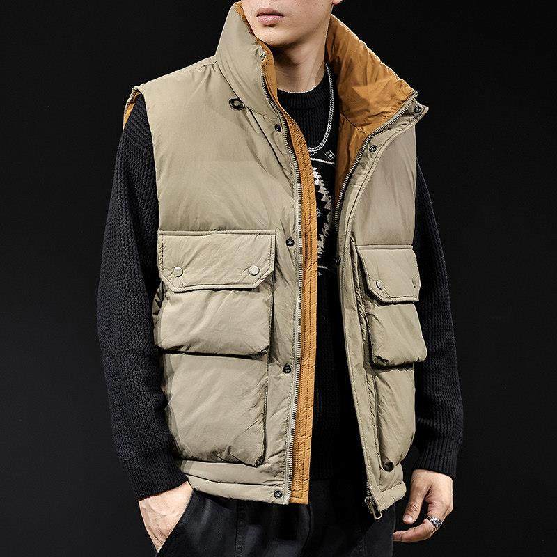 冬季工装马甲羽绒服男潮牌2025新款加厚保暖男士立领无袖马夹外套,男装,羽绒马甲,淘宝优惠券,粉丝福利购,淘宝优惠卷