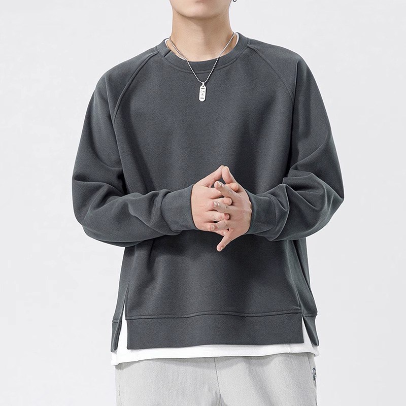 潮牌it neith BIAS春秋假两件卫衣男宽松重磅开叉套头长袖ins港风