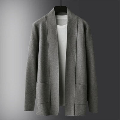香港春秋新款中长款男士开衫针织衫轻熟风衣薄外套休闲男修身线衣