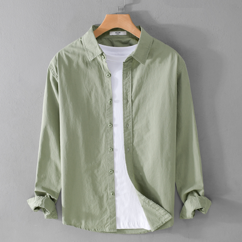GM新潮 清新独特的气质!简约长袖衬衫男士秋季青年舒适休闲衬衣
