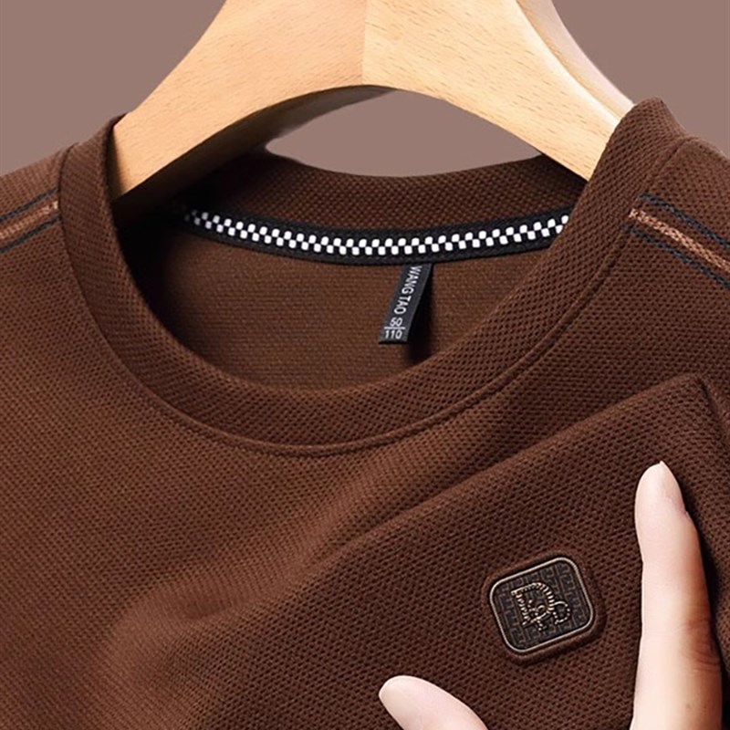 高端卫衣男士2025新款春秋冬季加绒打底衫华夫格长袖t恤男款