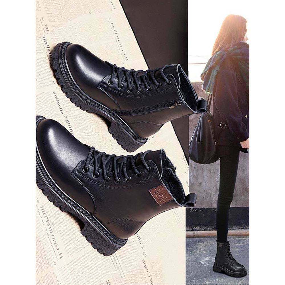 潮牌冬季马丁靴女短靴2025年新款爆款女鞋子显瘦加绒女款真皮靴子