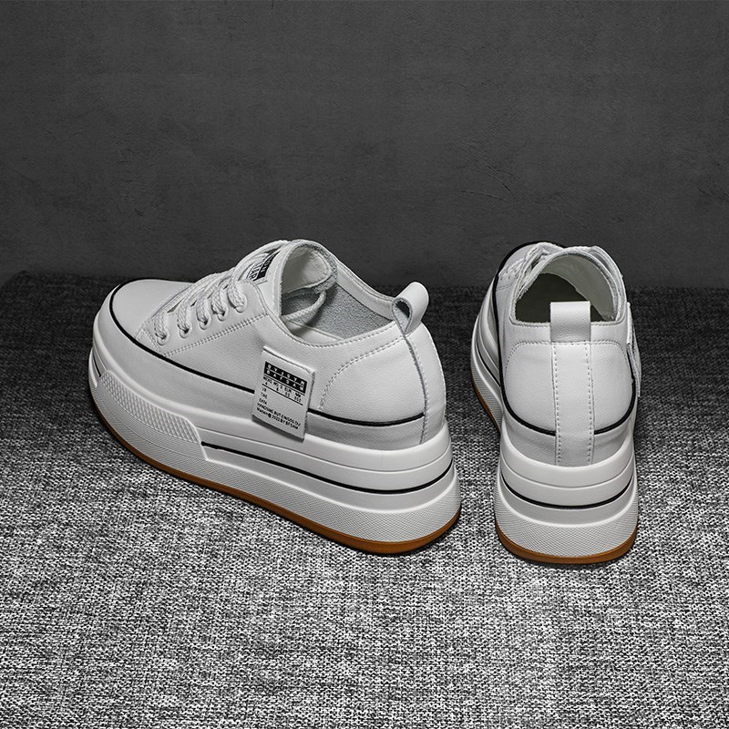 香港同款7cm内增高小白鞋小个子松糕单鞋厚底休闲秋季板