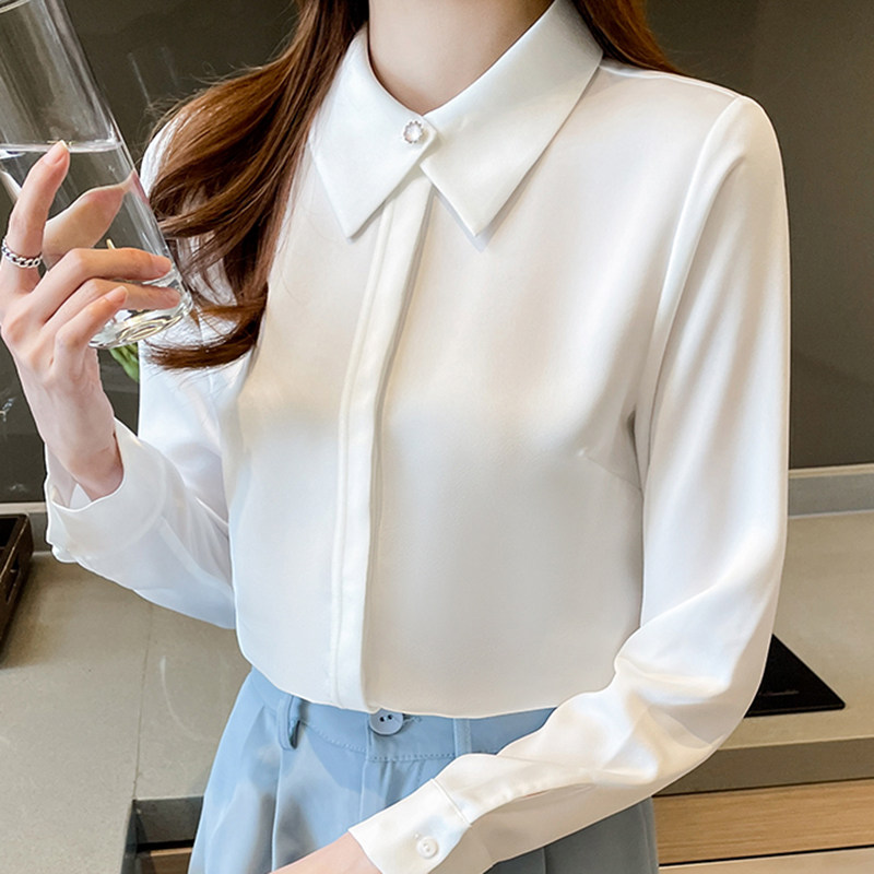 JOLIMENT白色衬衫女春秋2023年新款职业正装衬衫时尚长袖雪纺上衣