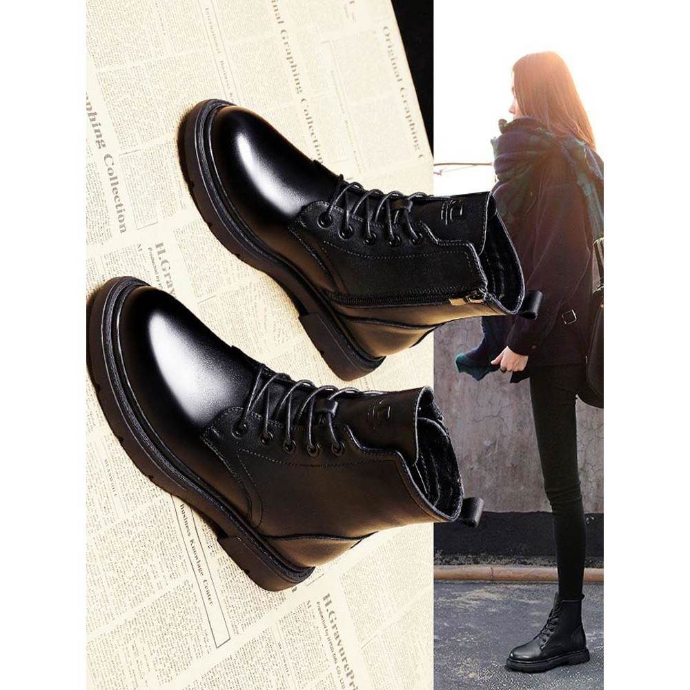 潮牌爆款马丁靴女2025年新款真皮靴子英伦风短靴冬季加绒保暖棉鞋