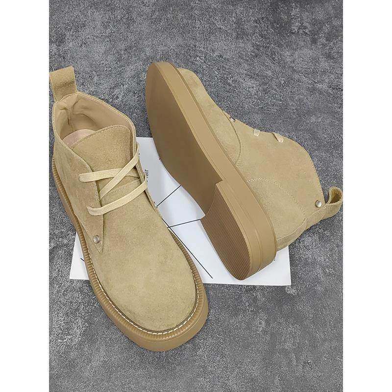 大头马丁靴男款真皮低帮翻毛皮大黄靴英伦风覆古休闲透气德比短靴