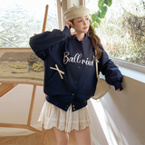 藏青色学院风字母棒球服外套女2025春秋新款韩版减龄休闲夹克上衣，女装短外套，2C309