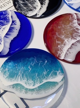 一花木原创手作 两层海洋杯垫吧唧创意流体画礼物 coaster谷美ins