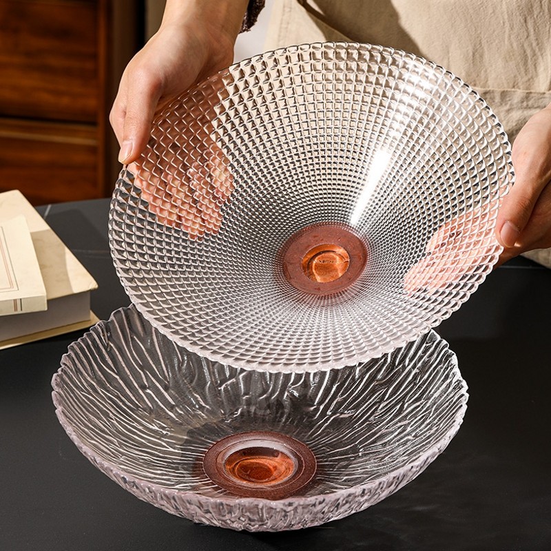 高颜值玻璃水果盘子客厅茶几家用高档前台糖果干果坚果零食摆放盘