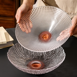 高颜值玻璃水果盘子客厅茶几家用高档前台糖果干果坚果零食摆放盘