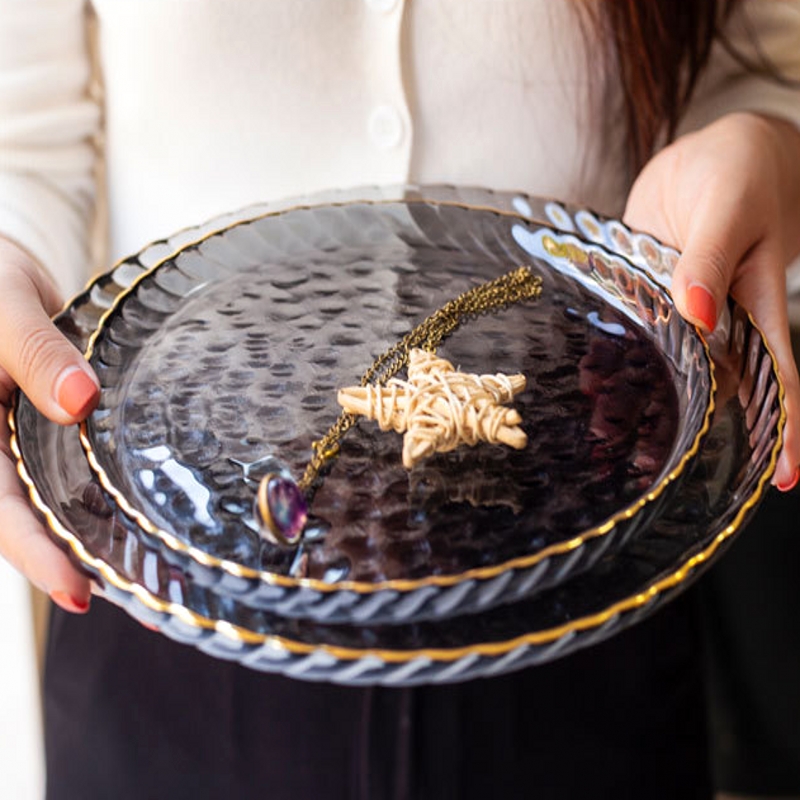 水果盘轻奢高档创意家用客厅茶几玻璃盘子网红点心糖果零食盘碟子