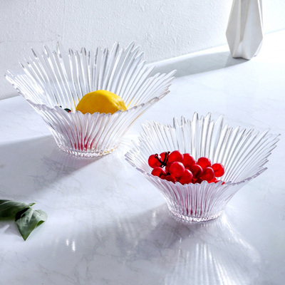 花瓣纹理玻璃水果盘高颜值零食盘