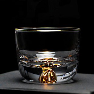 手工耐热主人杯水晶玻璃藏金杯品茗杯创意功夫茶具小茶杯单杯配件