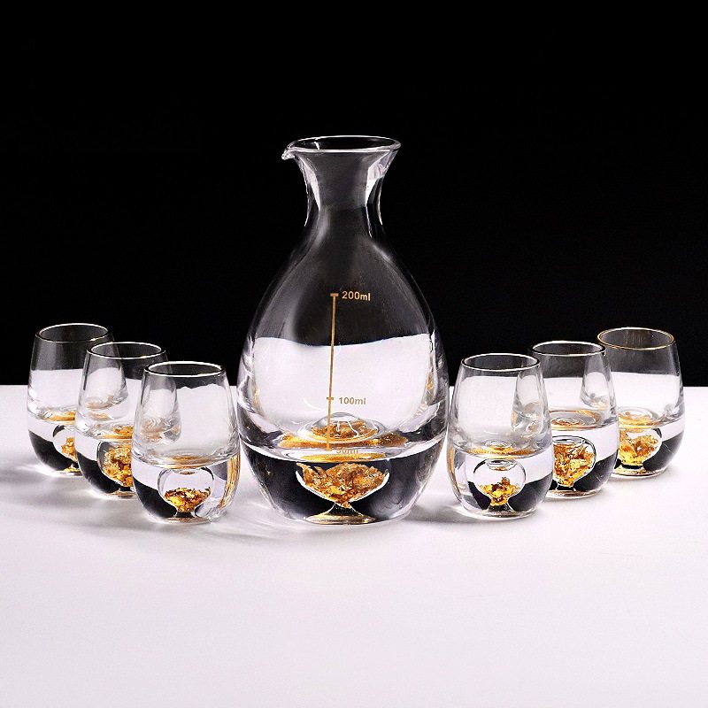 水晶玻璃白酒杯金箔KTV威士忌杯一口杯烈酒杯子弹杯白酒杯礼盒装,餐饮具,白酒杯,淘宝优惠券,粉丝福利购,淘宝优惠卷