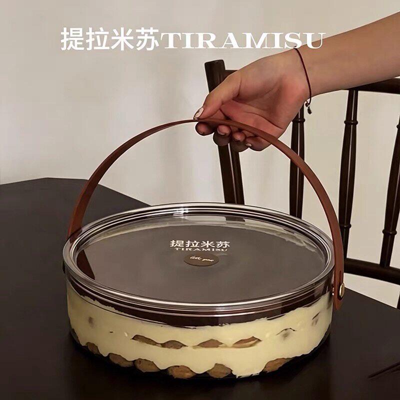 精致甜品下午茶送礼点心蛋糕手提盒提拉米苏透明手提盒勺子