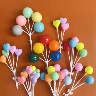 卡通气球生日蛋糕装饰网红气球插件ins复古风彩色马卡龙爱心摆件