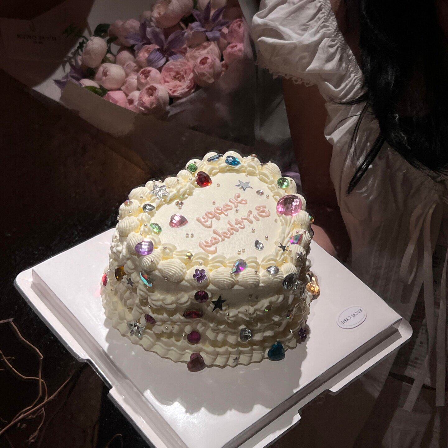 唯美宝石五彩水晶钻石闪片蛋糕装饰星星生日派对纪念日装扮点缀