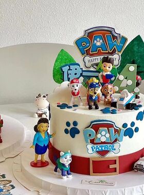 狗狗队长蛋糕装饰摆件网红卡通儿童男孩狗狗生日插牌烘焙装扮插件
