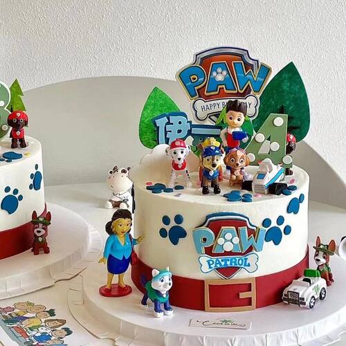 狗狗队长蛋糕装饰摆件网红卡通儿童男孩狗狗生日插牌烘焙装扮插件