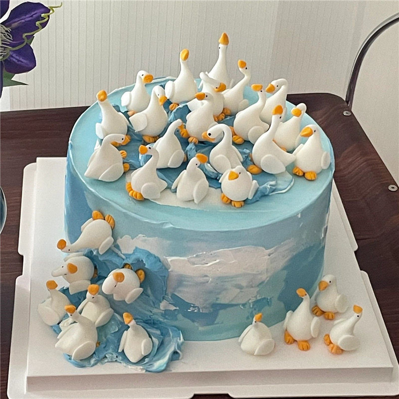网红ins三十鹅立蛋糕装饰大鹅摆件男神老公男士30岁生日装扮插件