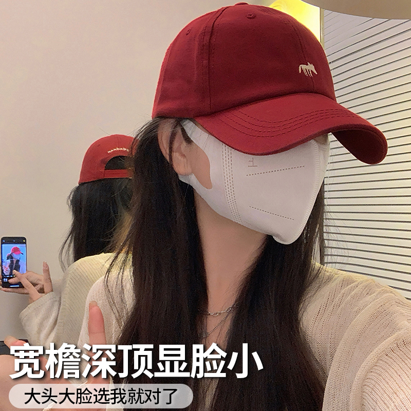 帽子假发一体红色刺绣狐狸长直发