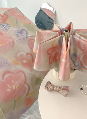 花序 |油画雨伞女晴雨两用小巧便携遮阳全自动太阳伞防晒防紫外线