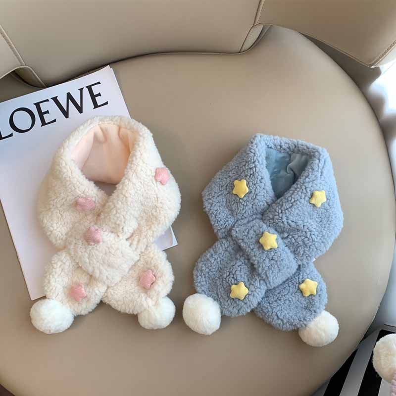 卡通星星软糯毛绒儿童围巾