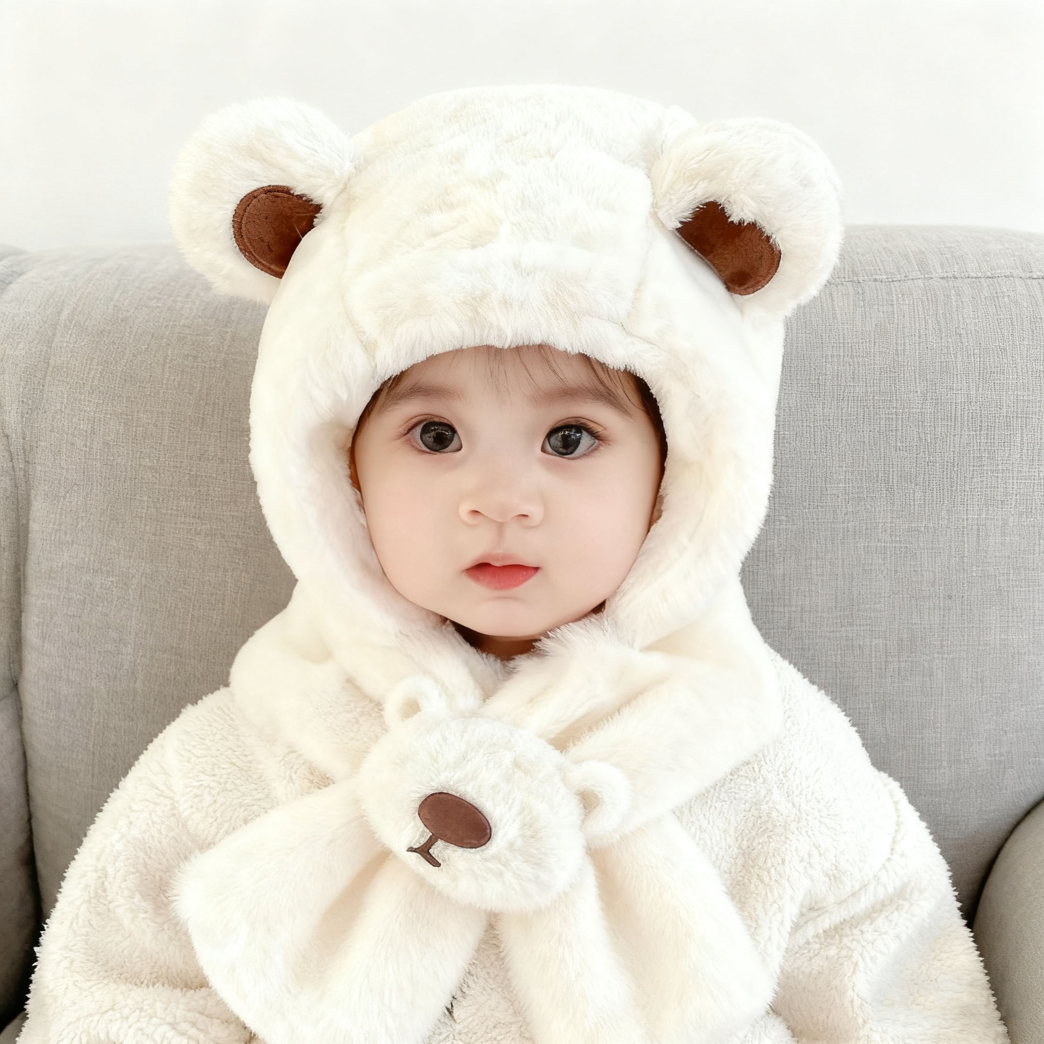 【围巾帽子一体】宝宝可爱防风