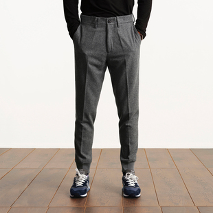 Pants Jogger 秋冬复古雅痞羊毛法兰绒罗纹收口卫裤 休闲西裤