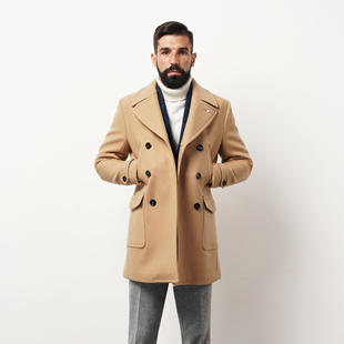秋冬进口澳洲羊毛海军PEA COAT复古绅士740双排扣毛呢派克大衣