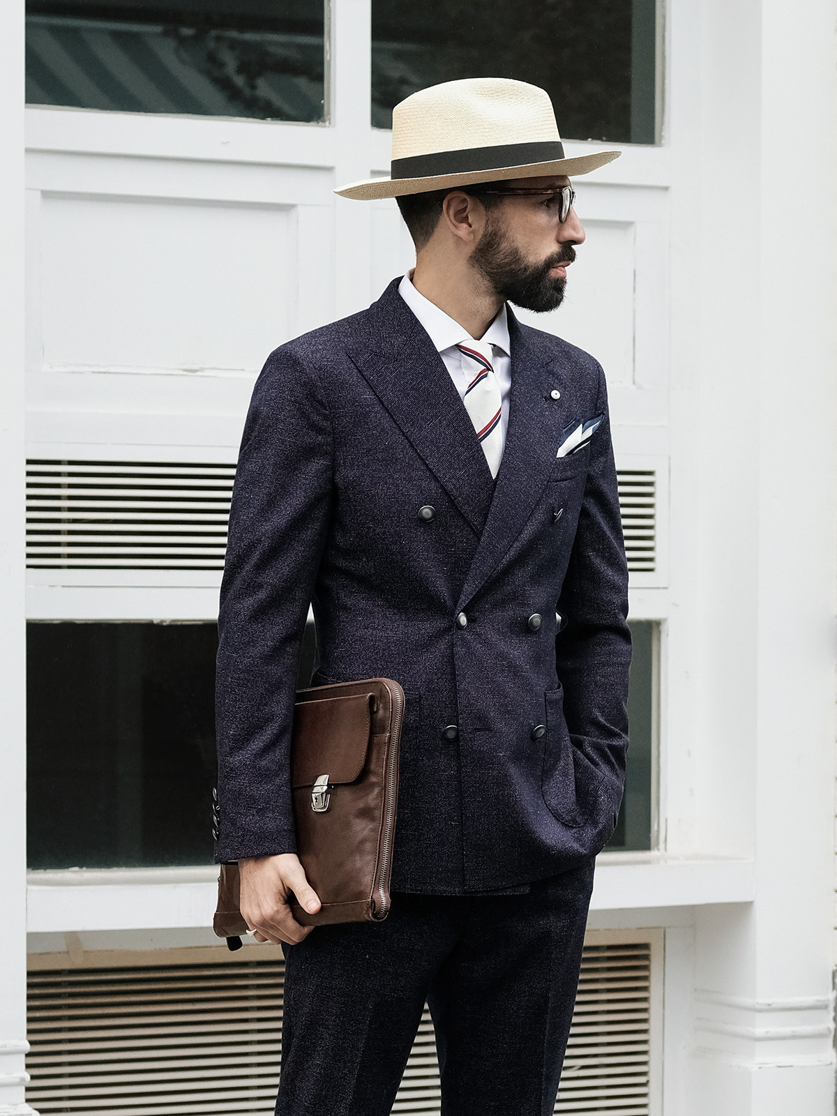 艾比路春夏休闲亚麻双排扣西装