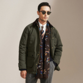 艾比路25秋冬英式 复古绅士巴恩风防雨羽绒服外套宽松夹克男无蜡