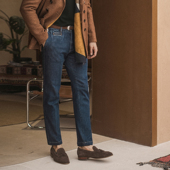 艾比路秋冬意大利高级休闲靛蓝洗水弹力SLIM FIT复古绅士牛仔裤