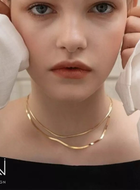 欧美ins镀金肯豆蛇骨项链