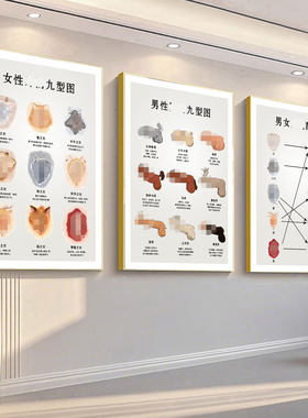 男女私密九型图产康装饰画宫颈图
