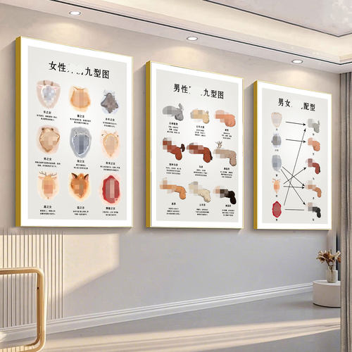 男女私密九型图产康装饰画宫颈图