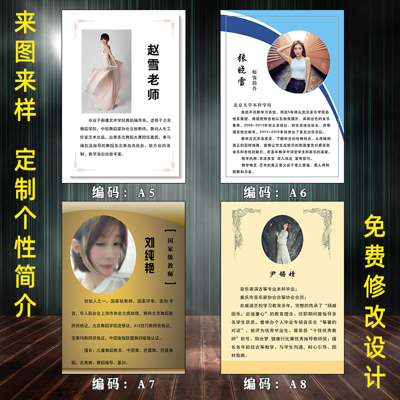 主持人明星医师教师老师个人简介形象展板设计模板海报定制挂贴画